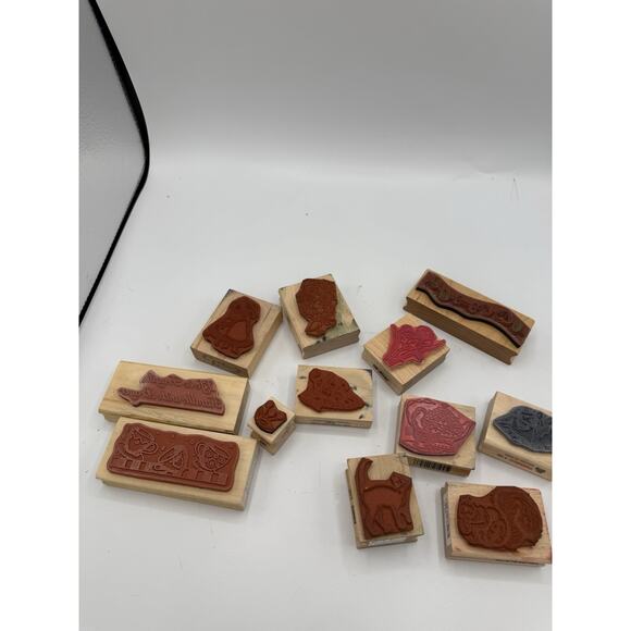 12 Wood Rubber Stamps A Variety Of Images - Picture 5 of 9